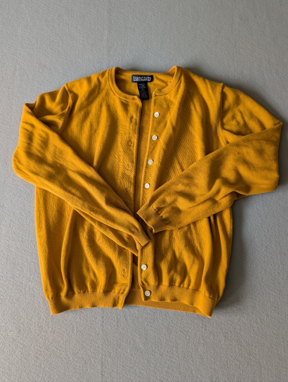 Vintage 90s Land's End 100% Cotton Women's Cardigan Sweater 2 Pc Set Yellow Sz S - Picture 10 of 16